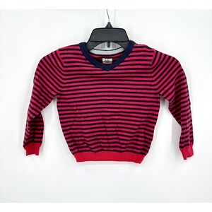 Mini Boden Sweater Kids 3-4Y Cotton Cashmere Blue Red Stripes‎ School Church